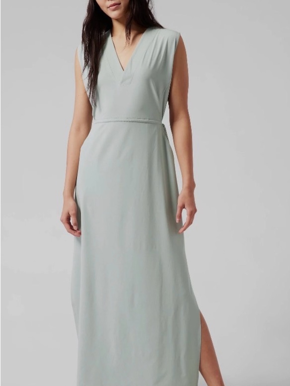 Athleta Sleeveless V-Neck Maxi Dress in Sage